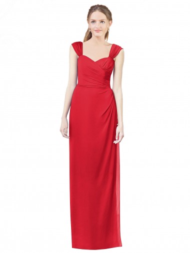 Cap Sleeves Red A-Line Sweetheart Formal Dress / Bridesmaid Dress Maidstone
