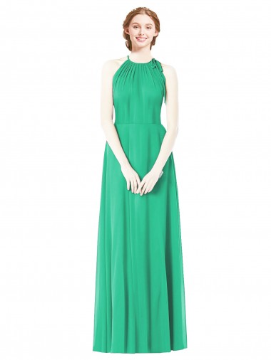 Sleeveless Emerald Green A-Line Halter Neck Bridesmaid Dress Maidstone