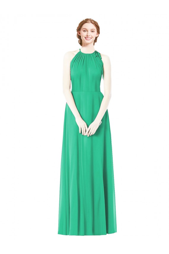 Sleeveless Emerald Green A-Line Halter Neck Bridesmaid Dress Maidstone