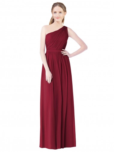 Sleeveless Burgundy A-Line One Shoulder Bridesmaid Gown Maidstone