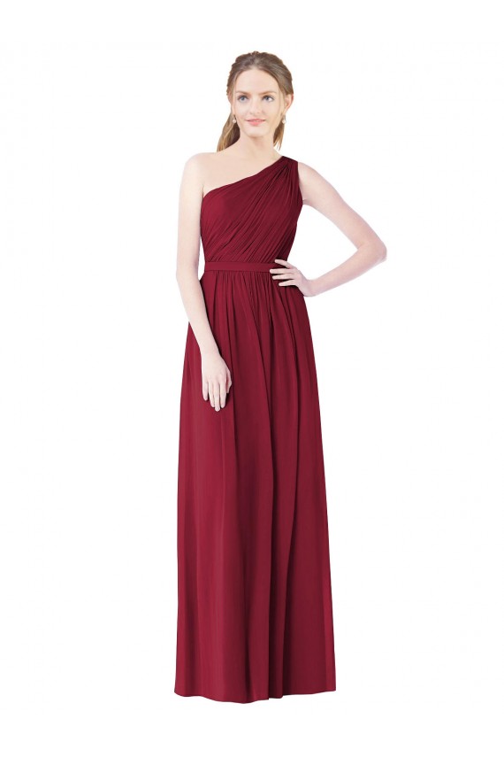Sleeveless Burgundy A-Line One Shoulder Bridesmaid Gown Maidstone