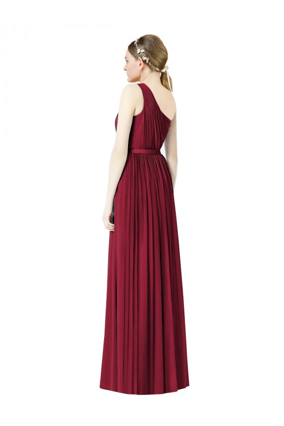 Sleeveless Burgundy A-Line One Shoulder Bridesmaid Gown Maidstone