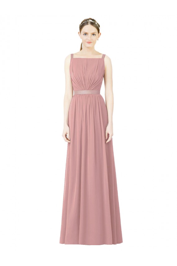 Sleeveless Dusty Pink A-Line High Neck Bridesmaid Dress Maidstone