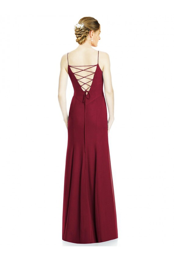 Sleeveless Burgundy Mermaid Spaghetti Straps Bridal Party Dress Maidstone