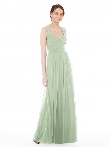 Cap Sleeves Sage A-Line Sweetheart Formal Dress / Bridesmaid Dress Maidstone