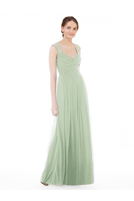 Cap Sleeves Sage A-Line Sweetheart Formal Dress / Bridesmaid Dress Maidstone