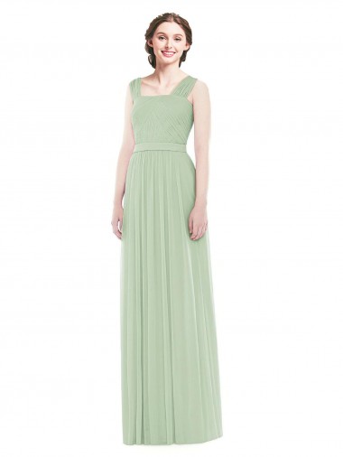 Sleeveless Sage A-Line Spaghetti Straps Bridal Party Dress Maidstone