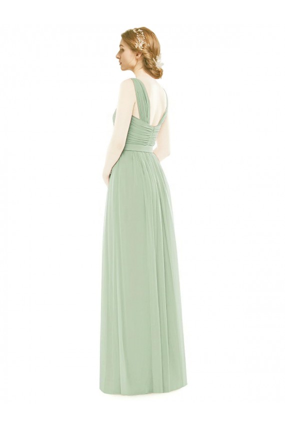 Sleeveless Sage A-Line Spaghetti Straps Bridal Party Dress Maidstone