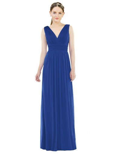 Sleeveless Royal Blue A-Line V-Neck Bridesmaid Gowns Maidstone