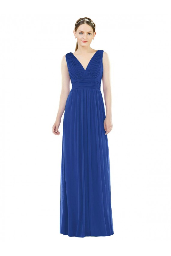 Sleeveless Royal Blue A-Line V-Neck Bridesmaid Gowns Maidstone