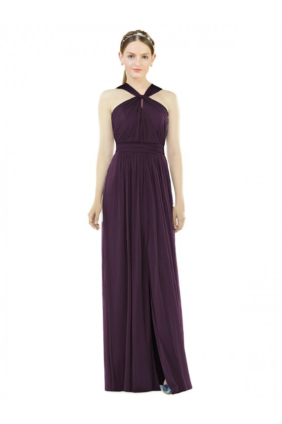 Sleeveless Grape V-Back A-Line Halter Neck Semi Formal Evening Dress / Bridesmaid Dress Maidstone