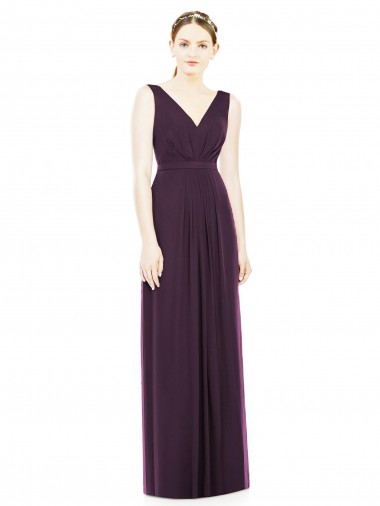 Sleeveless Grape A-Line V-Neck Bridesmaid Dress / Evening Dress Maidstone