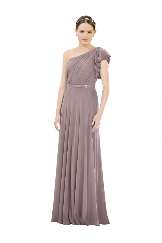 Sleeveless Dusty Rose A-Line One Shoulder Bridesmaid Dress Maidstone