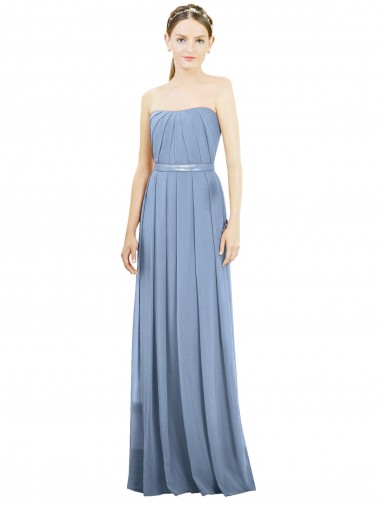 Sleeveless Dusty Blue A-Line Strapless Bridesmaid Dress Maidstone