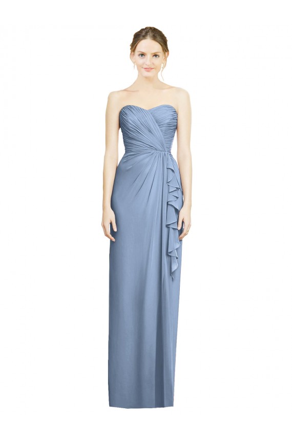 Sleeveless Dusty Blue Sheath Sweetheart Bridesmaid Dress Maidstone