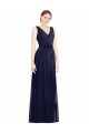 Sleeveless Dark Navy A-Line V-Neck Bridesmaid Gowns Maidstone