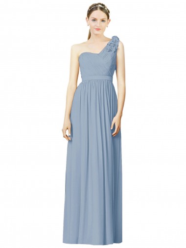 Sleeveless Dusty Blue A-Line One Shoulder Bridesmaid Dress Maidstone
