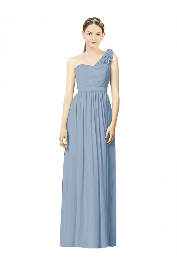 Sleeveless Dusty Blue A-Line One Shoulder Bridesmaid Dress Maidstone