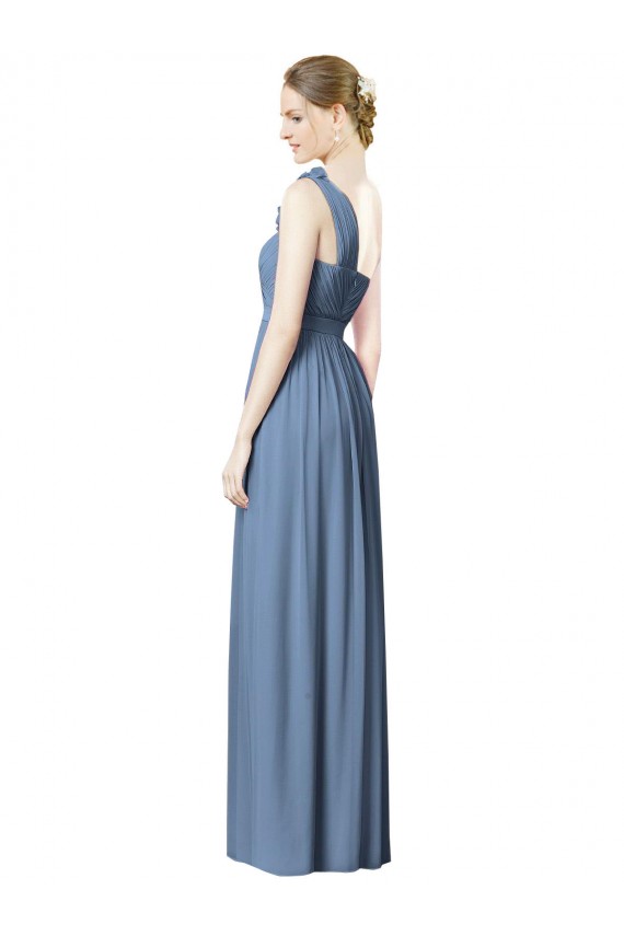 Sleeveless Dusty Blue A-Line One Shoulder Bridesmaid Dress Maidstone
