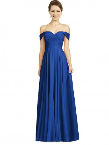 Cap Sleeves Royal Blue A-Line Off the Shoulder Semi Formal Evening Dress / Bridesmaid Dress Maidstone