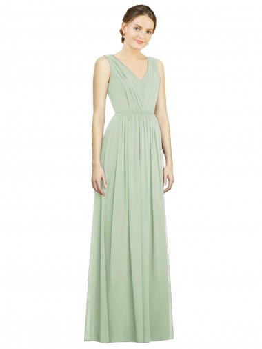 Sleeveless Sage V-Back A-Line V-Neck Bridesmaid Dress Maidstone