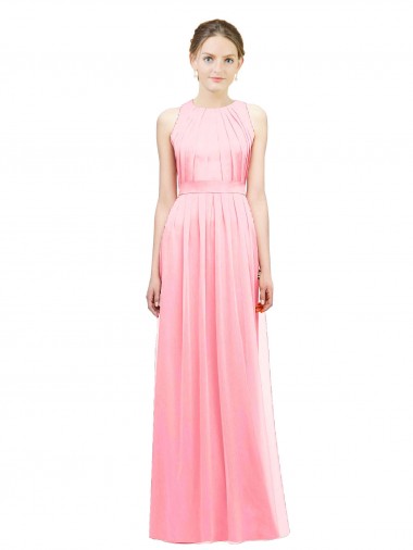 Sleeveless Salmon A-Line Halter Neck Bridesmaid Dress Maidstone