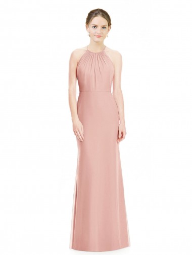 Sleeveless Bliss Pink Mermaid Halter Neck Bridesmaid Dress Maidstone