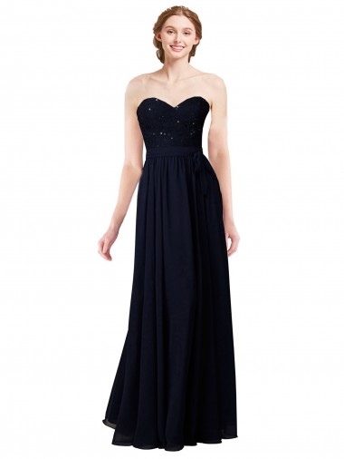 Sleeveless Dark Navy A-Line Sweetheart Formal Dress / Bridesmaid Dress Maidstone