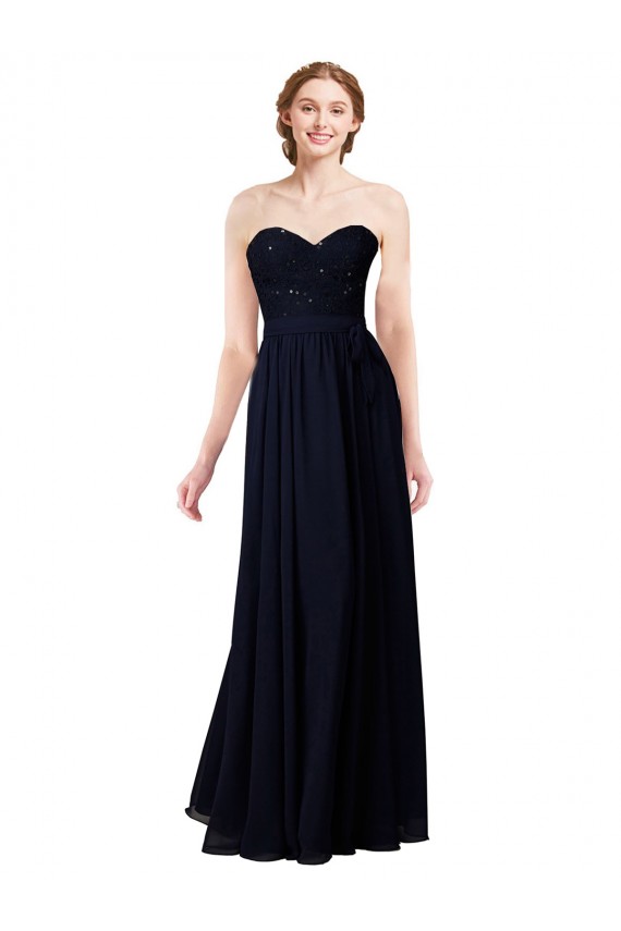 Sleeveless Dark Navy A-Line Sweetheart Formal Dress / Bridesmaid Dress Maidstone