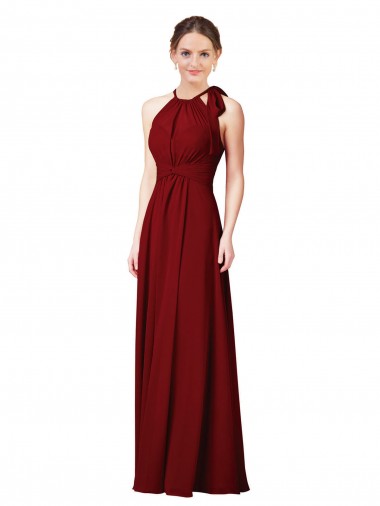 Sleeveless Burgundy Sheath Halter Neck Bridesmaid Dress Maidstone