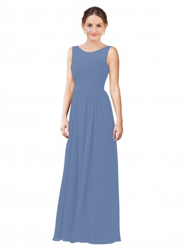 Sleeveless Windsor Blue Sheath Illusion Neck Bridesmaid Dress Maidstone