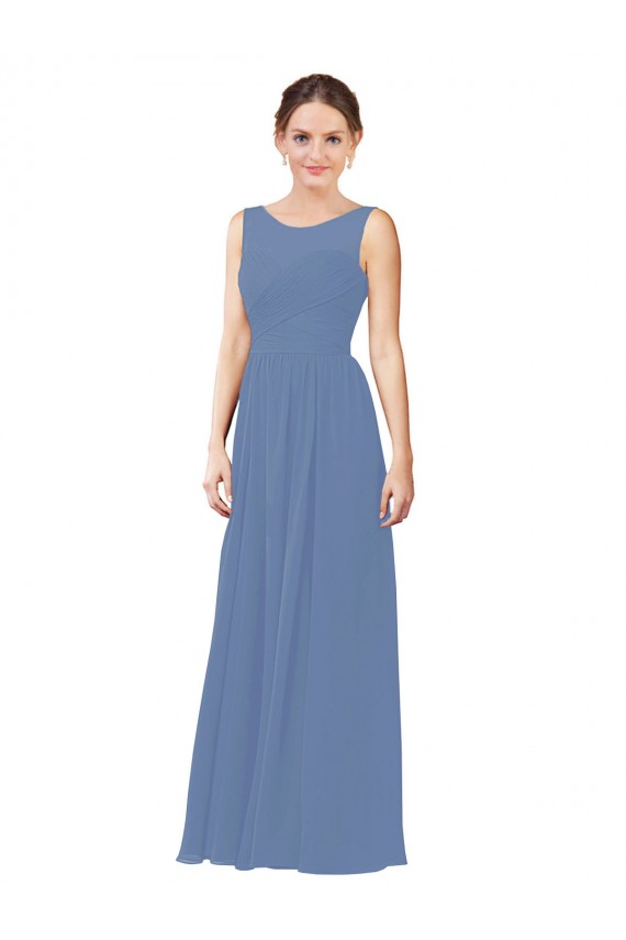 Sleeveless Windsor Blue Sheath Illusion Neck Bridesmaid Dress Maidstone