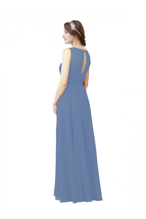 Sleeveless Windsor Blue Sheath Illusion Neck Bridesmaid Dress Maidstone