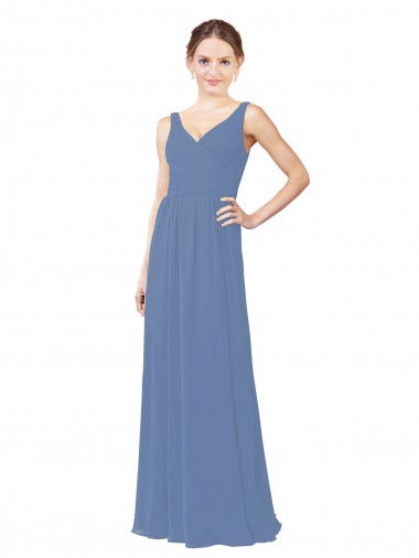 Sleeveless Windsor Blue Sheath V-Neck Bridal Party Dress Maidstone