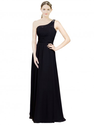 Sleeveless Black A-Line One Shoulder Bridesmaid Dresses Maidstone