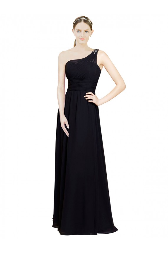 Sleeveless Black A-Line One Shoulder Bridesmaid Dresses Maidstone