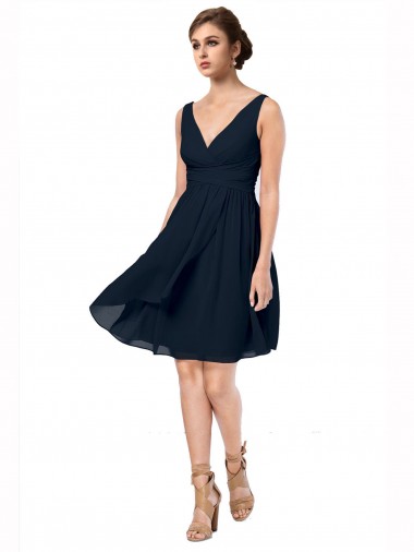 Sleeveless Dark Navy A-Line V-Neck Bridesmaid Dress Maidstone