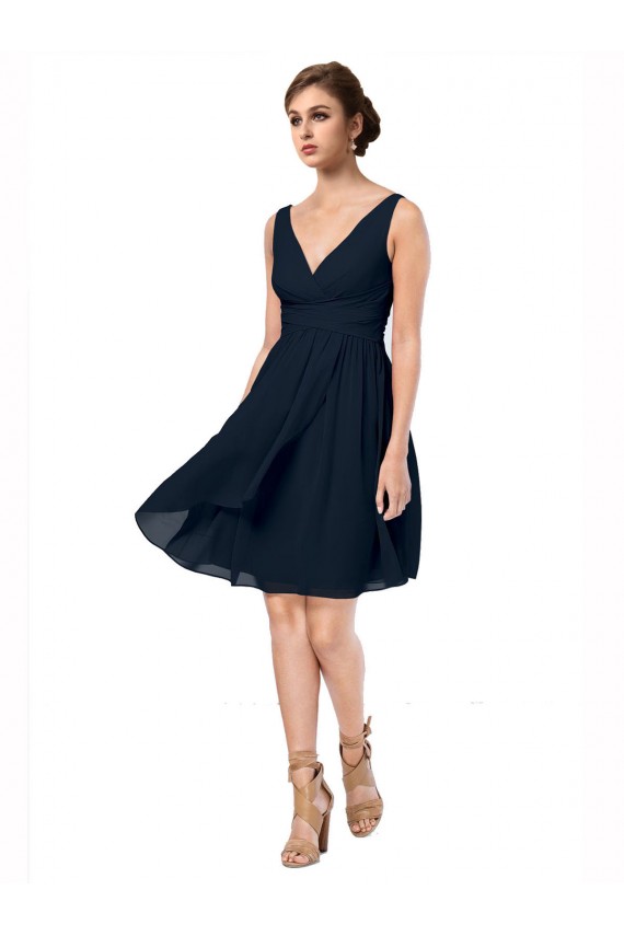Sleeveless Dark Navy A-Line V-Neck Bridesmaid Dress Maidstone