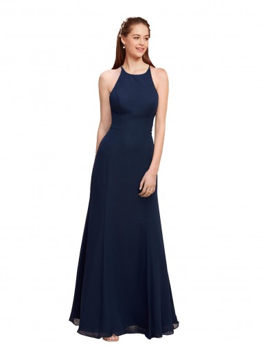 Sleeveless Dark Navy Mermaid Halter Neck Prom Dress / Bridesmaid Dress Maidstone