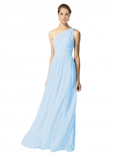 Sleeveless Light Sky Blue A-Line One Shoulder Bridesmaid Dress Maidstone