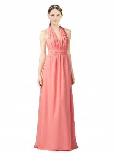 Sleeveless Watermelon A-Line Halter Neck Bridesmaid Dress Maidstone
