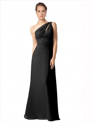Sleeveless Black A-Line One Shoulder Bridesmaid Dress Maidstone