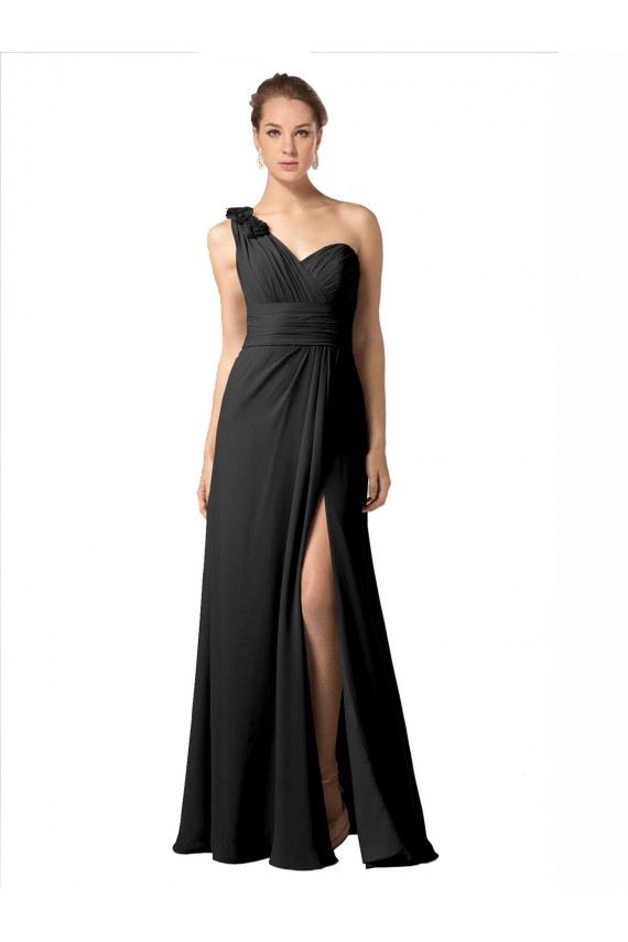 Sleeveless Black A-Line One Shoulder Bridesmaid Dress / Formal Dress Maidstone