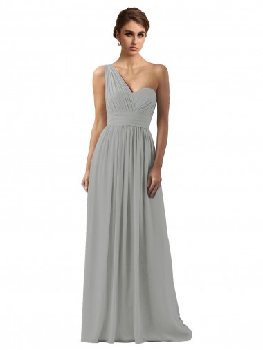 Sleeveless Silver A-Line One Shoulder Bridesmaid Dress Maidstone