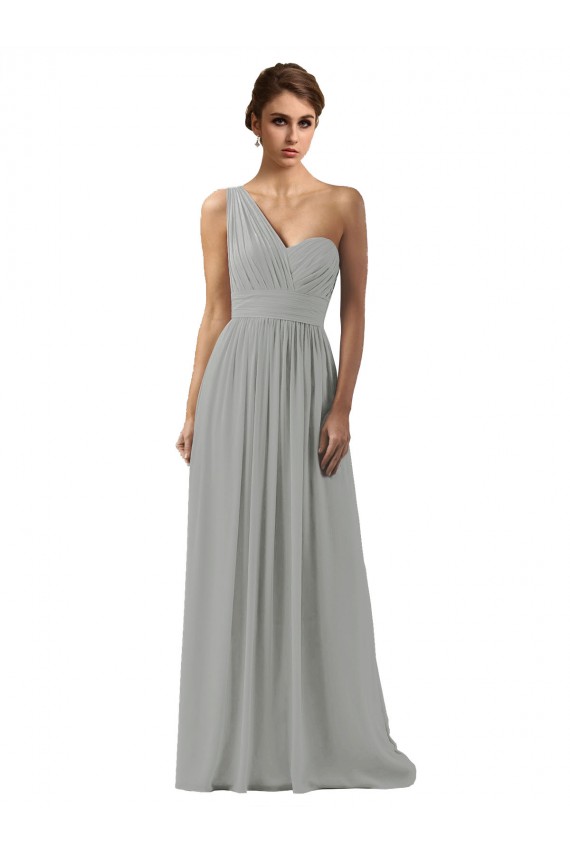 Sleeveless Silver A-Line One Shoulder Bridesmaid Dress Maidstone