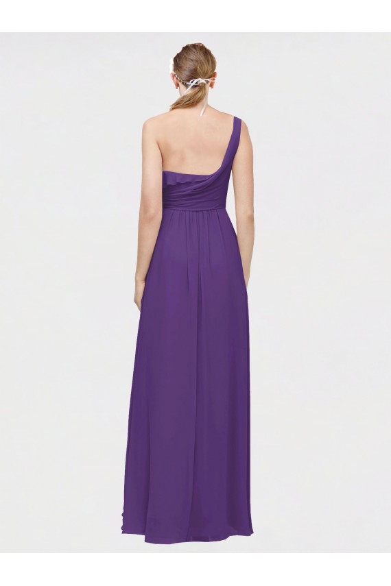 Sleeveless Plum Purple A-Line One Shoulder High Low Bridesmaid Dress Maidstone