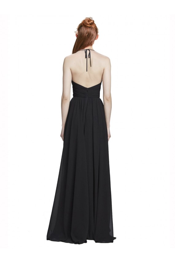 Sleeveless Dark Navy A-Line Halter Neck Formal Dress / Bridesmaid Dress Maidstone