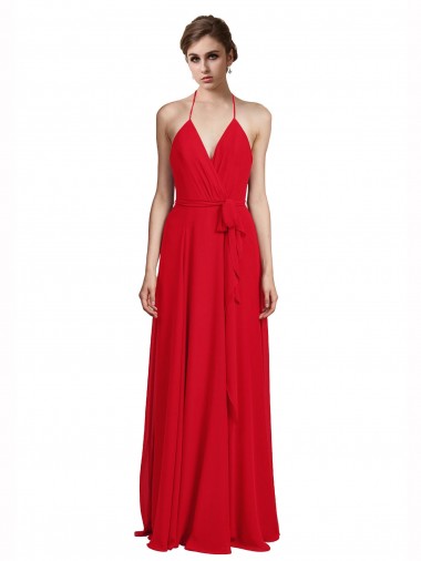 Sleeveless Red A-Line Spaghetti Straps Bridesmaid Dress Maidstone