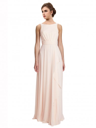 Sleeveless Cream Pink V-Back A-Line Bateau Neck Bridesmaid Dress / Evening Dress Maidstone
