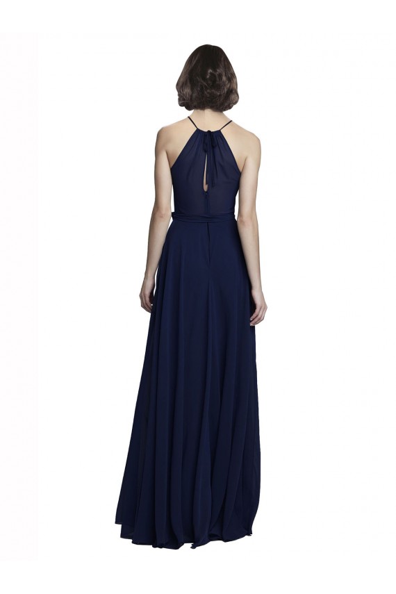 Sleeveless Dark Navy A-Line Halter Neck Evening Gowns / Bridesmaid Dresses Maidstone